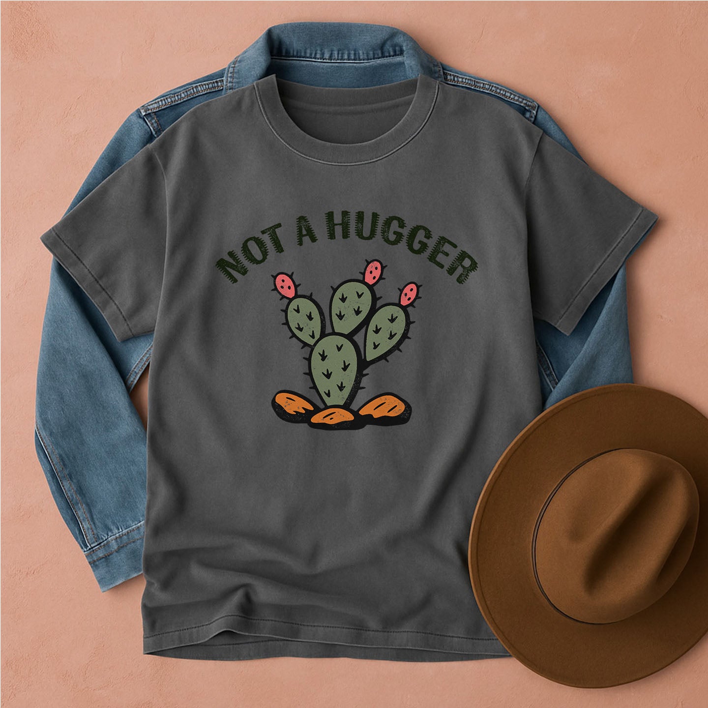 Not A Hugger Retro Cactus T-Shirt