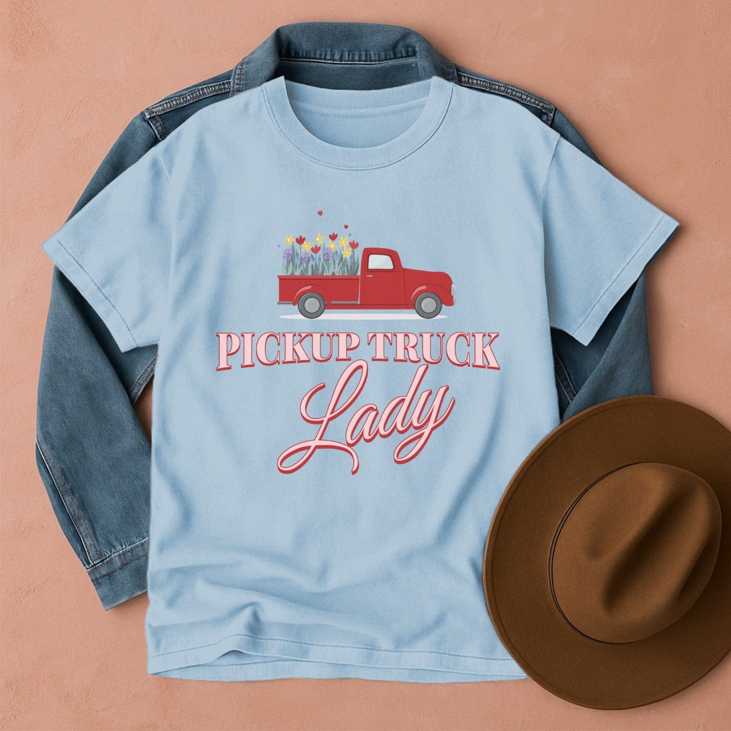 Pickup Truck Lady T-Shirt Chambray / S Western shirt