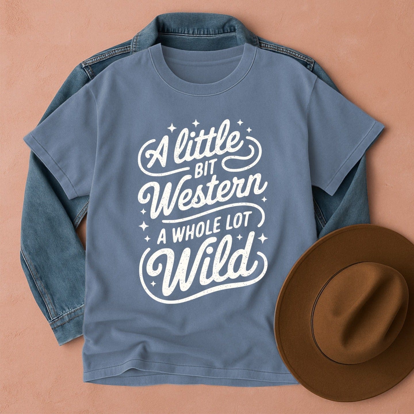A Little Bit Western A Whole Lot Wild T-Shirt Blue Jean / S Western shirt