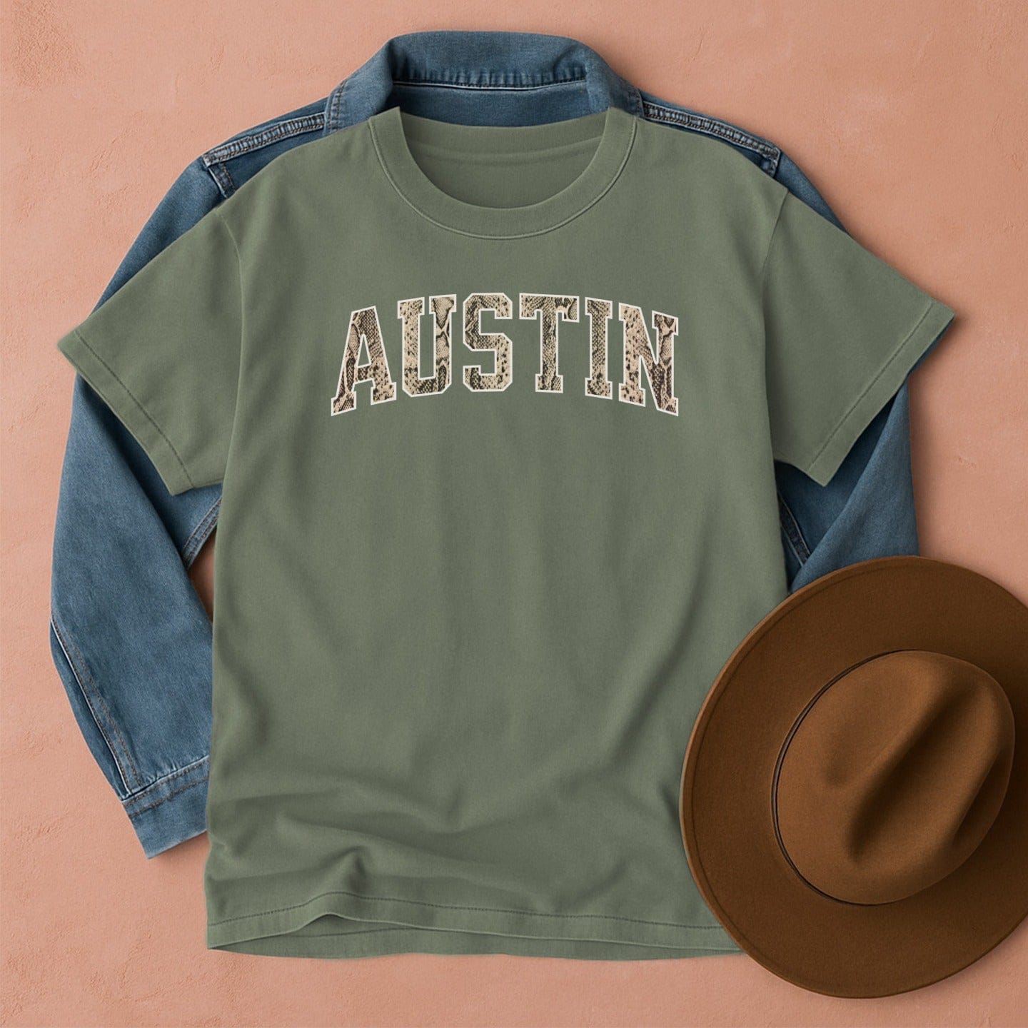 Austin Snakeskin T-Shirt Moss / S Western shirt