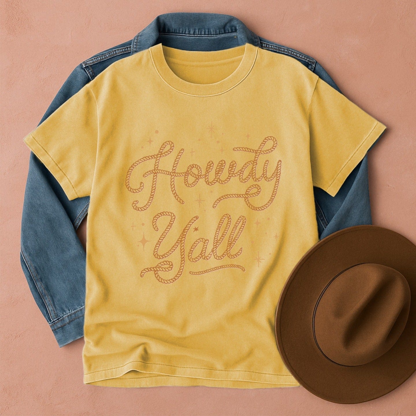 Howdy Y’all T-Shirt Mustard / S Western shirt