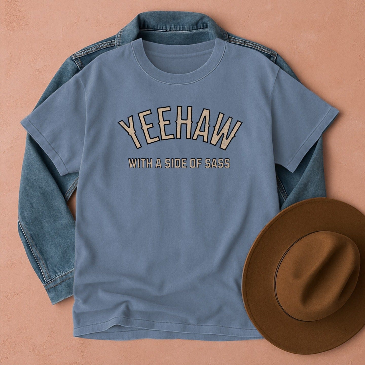 Yeehaw with a Side of Sass T-Shirt Blue Jean / S Western shirt