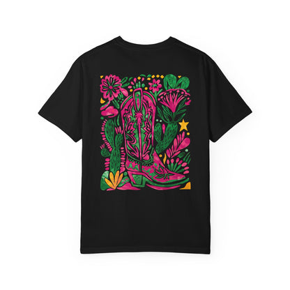 Floral Cowgirl Boot Boho Western T-shirt