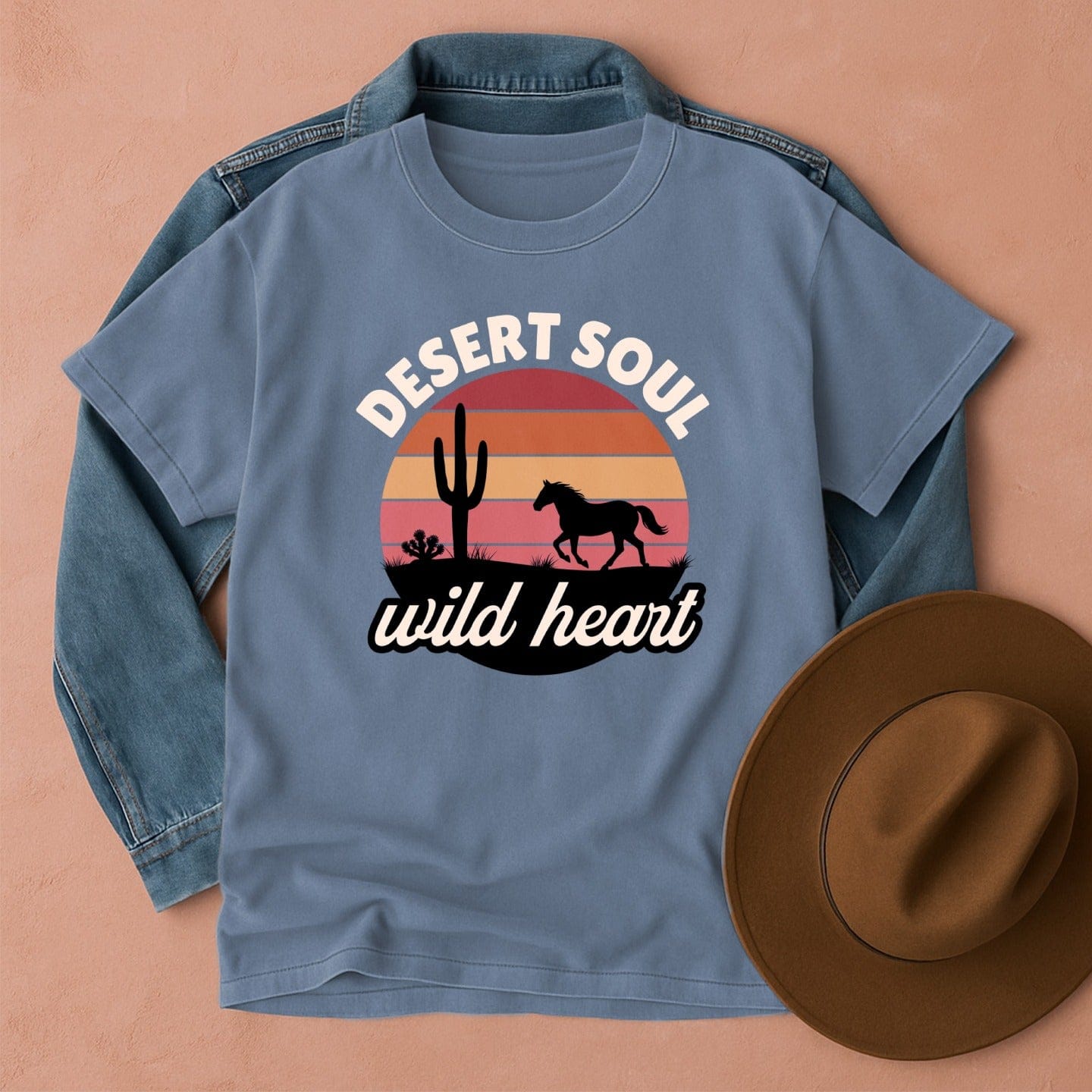 Desert Soul Wild Heart T-Shirt Blue Jean / S Western shirt