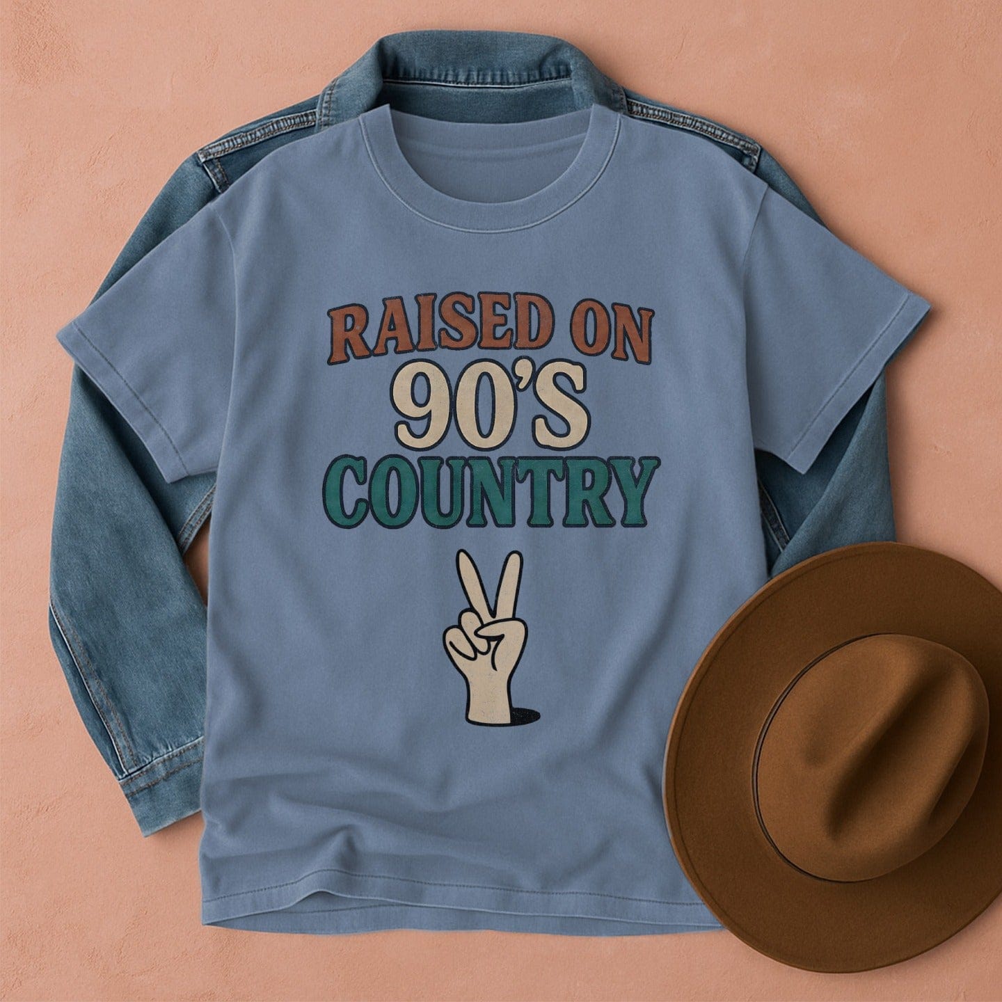 Raised on 90s Country T-Shirt Blue Jean / S Western shirt