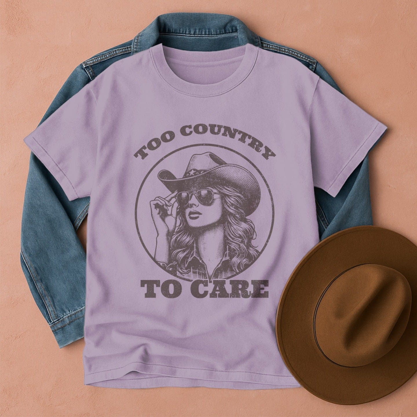 Too Country to Care T-Shirt Orchid / S Western shirt