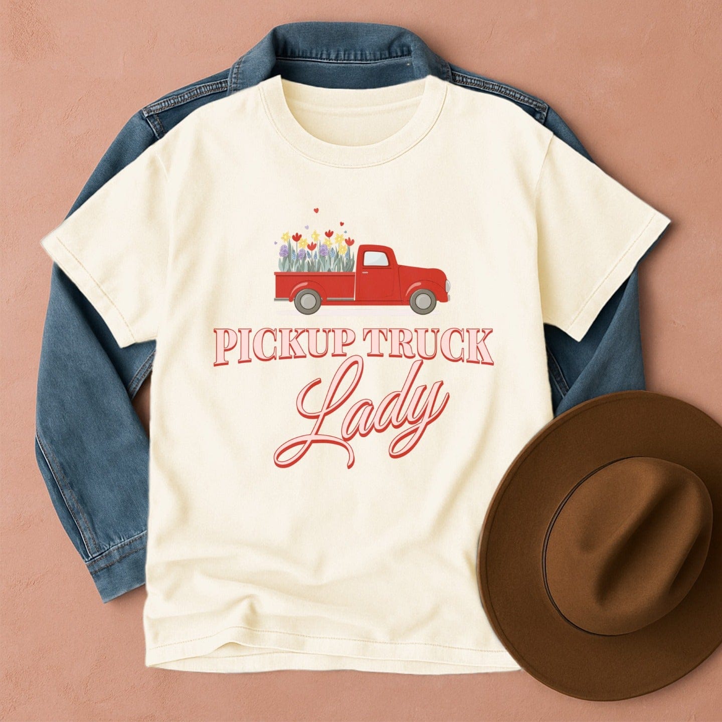 Pickup Truck Lady T-Shirt Ivory / S Western shirt