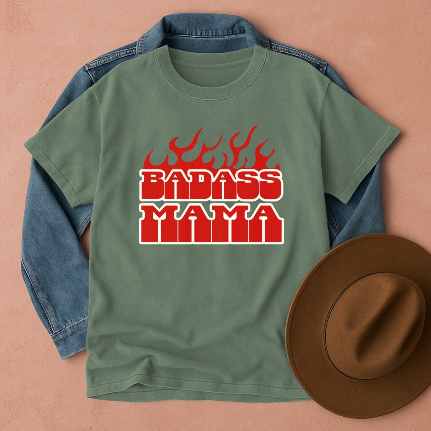 Badass Mama Western T-shirt Light Green / S Western shirt