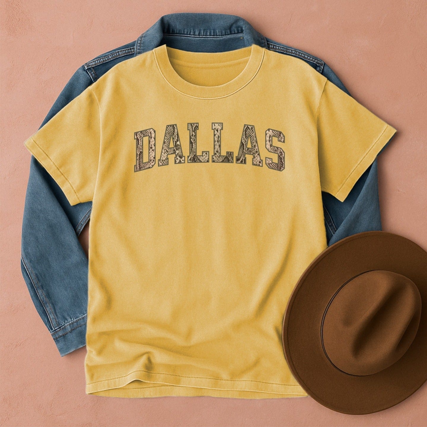 Dallas Snakeskin T-Shirt Mustard / S Western shirt