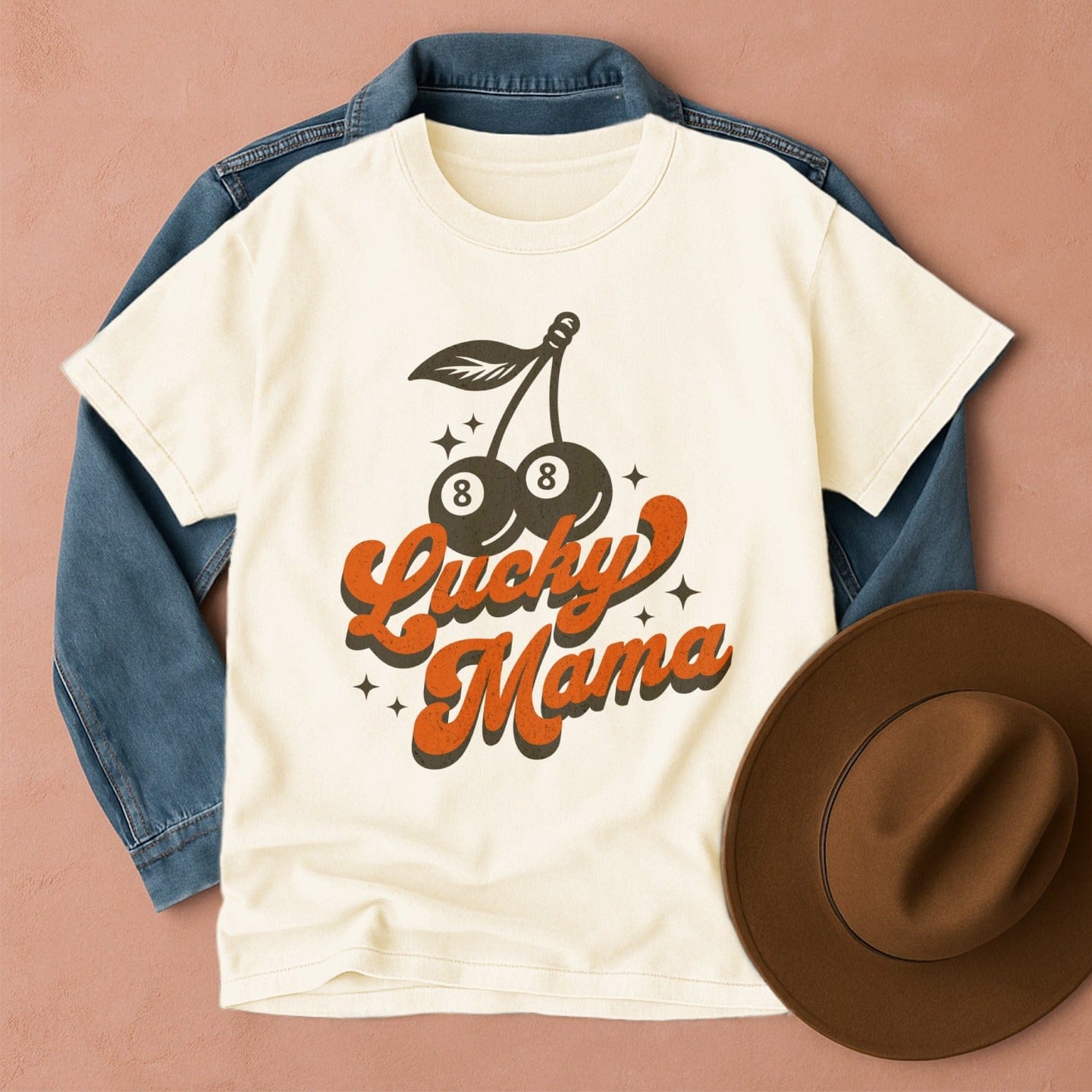 Lucky Mama Retro T-Shirt Ivory / S Western shirt