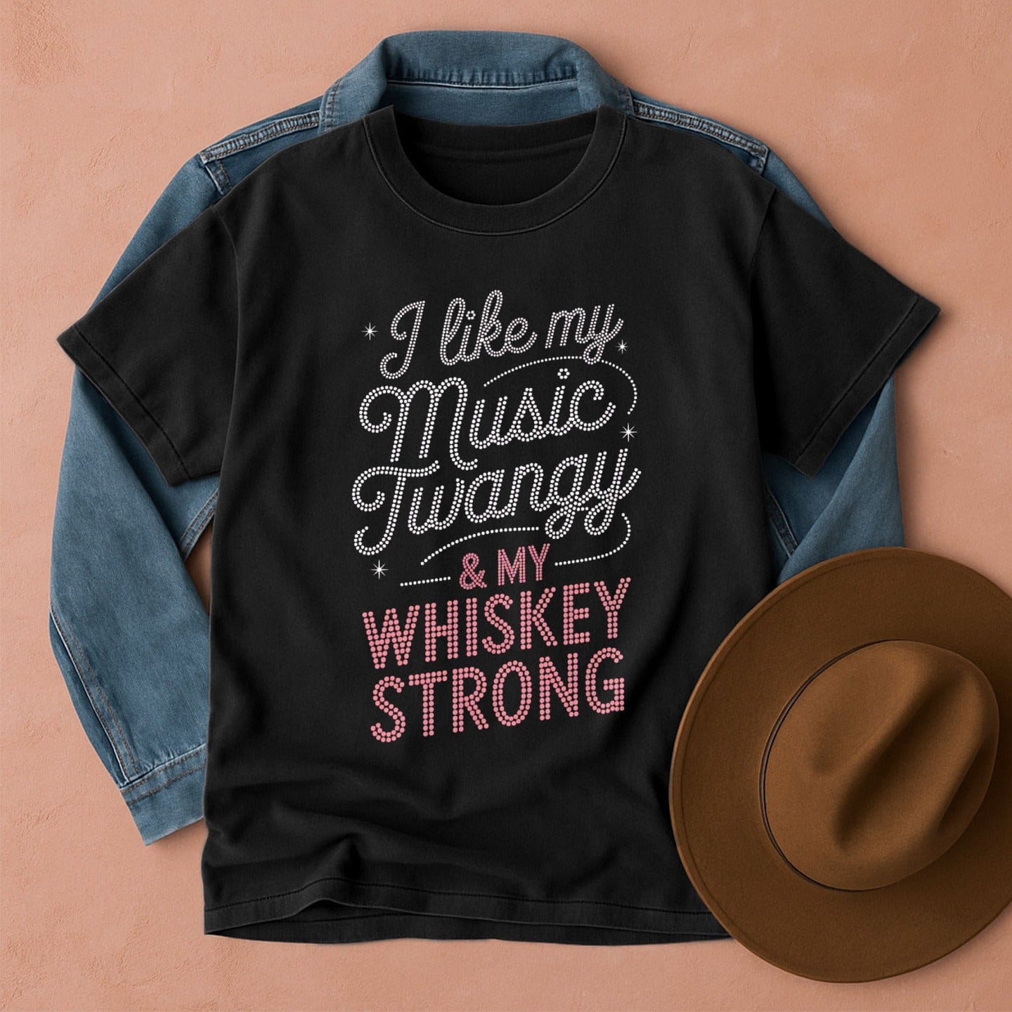 I Like My Music Twangy & My Whiskey Strong T-Shirt Black / S Western shirt