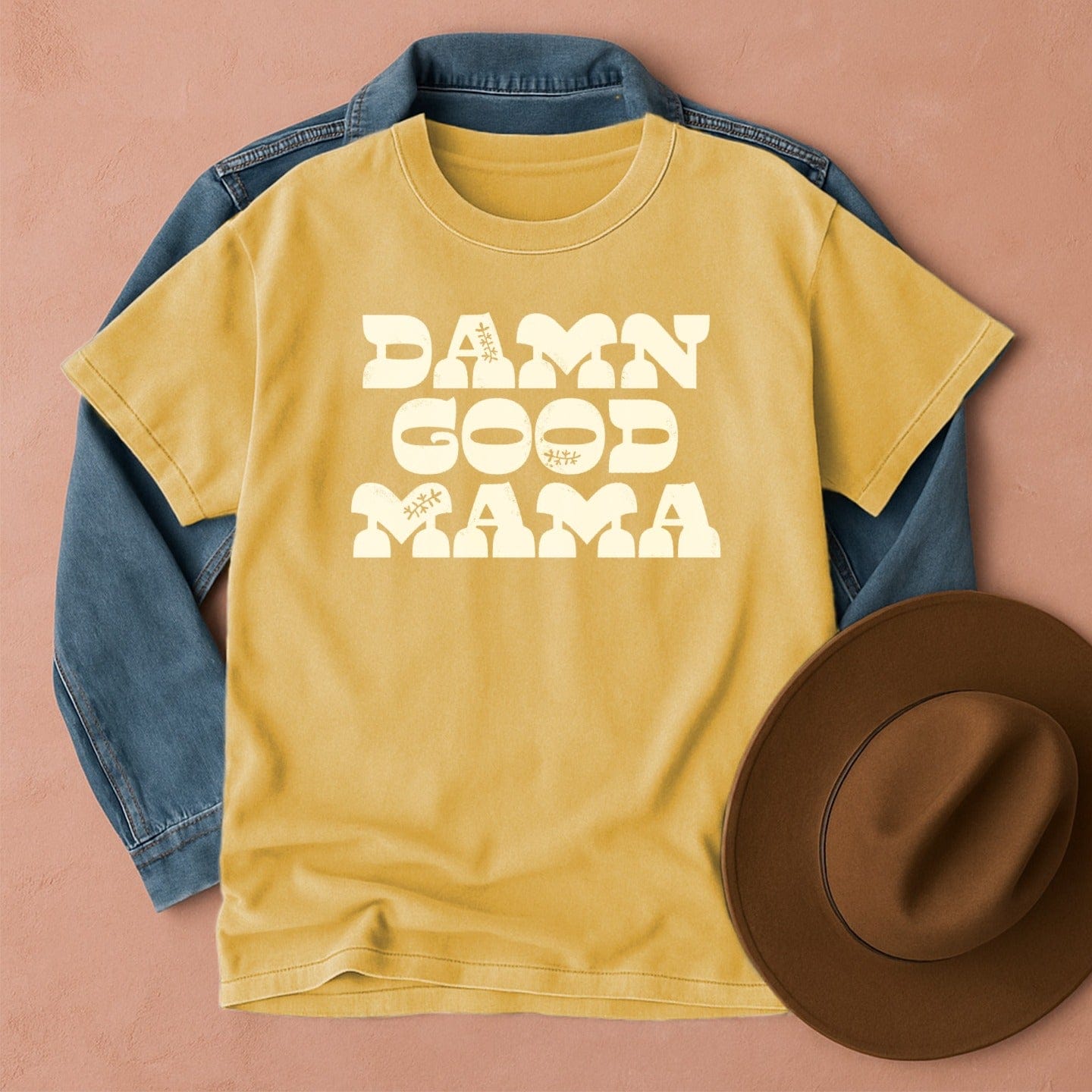 Damn Good Mama T-Shirt Mustard / S Western shirt
