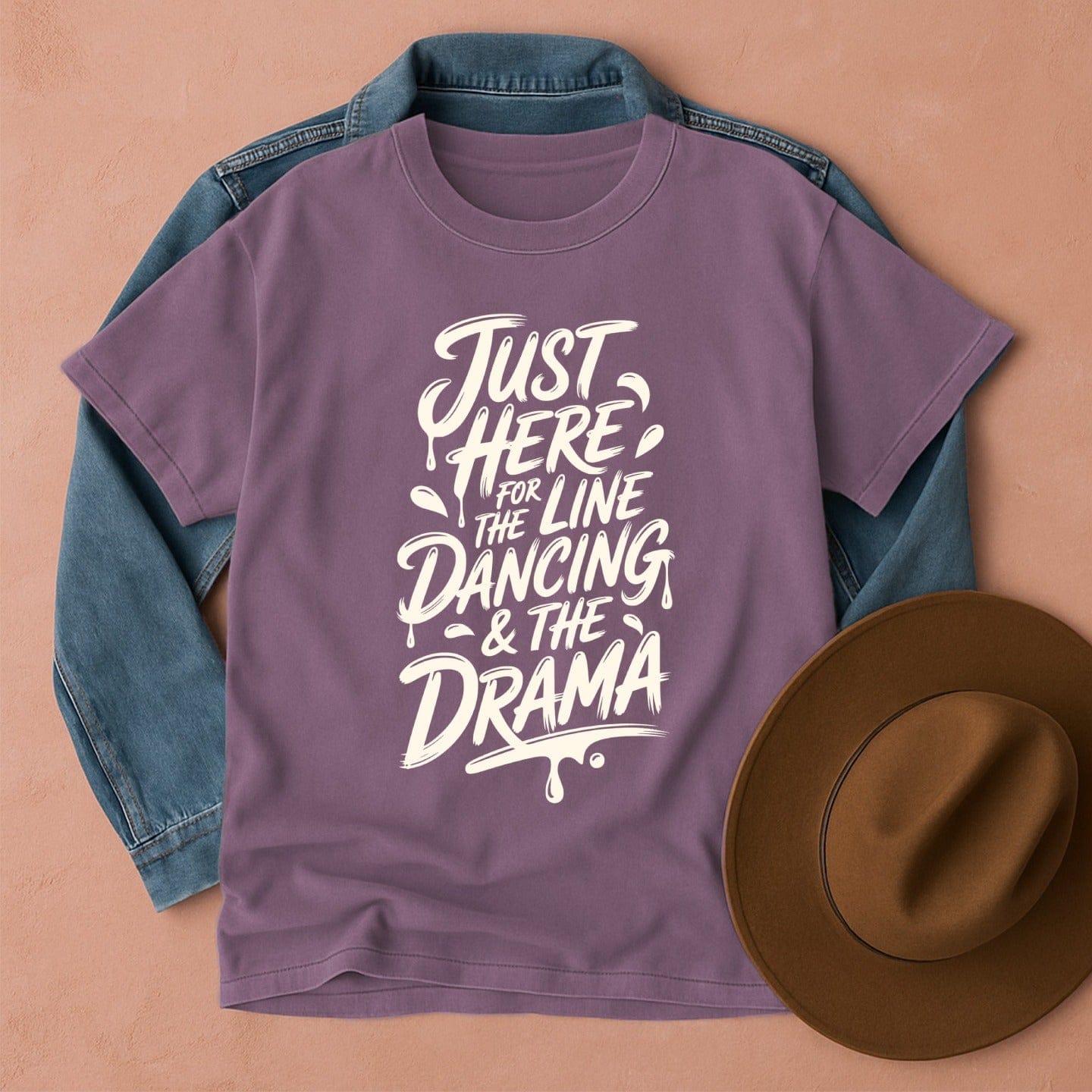 Just Here for the Line Dancing T-Shirt Berry / S Western shirt