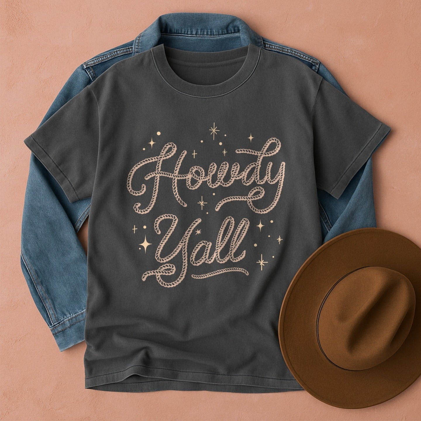 Howdy Y’all T-Shirt Pepper / S Western shirt