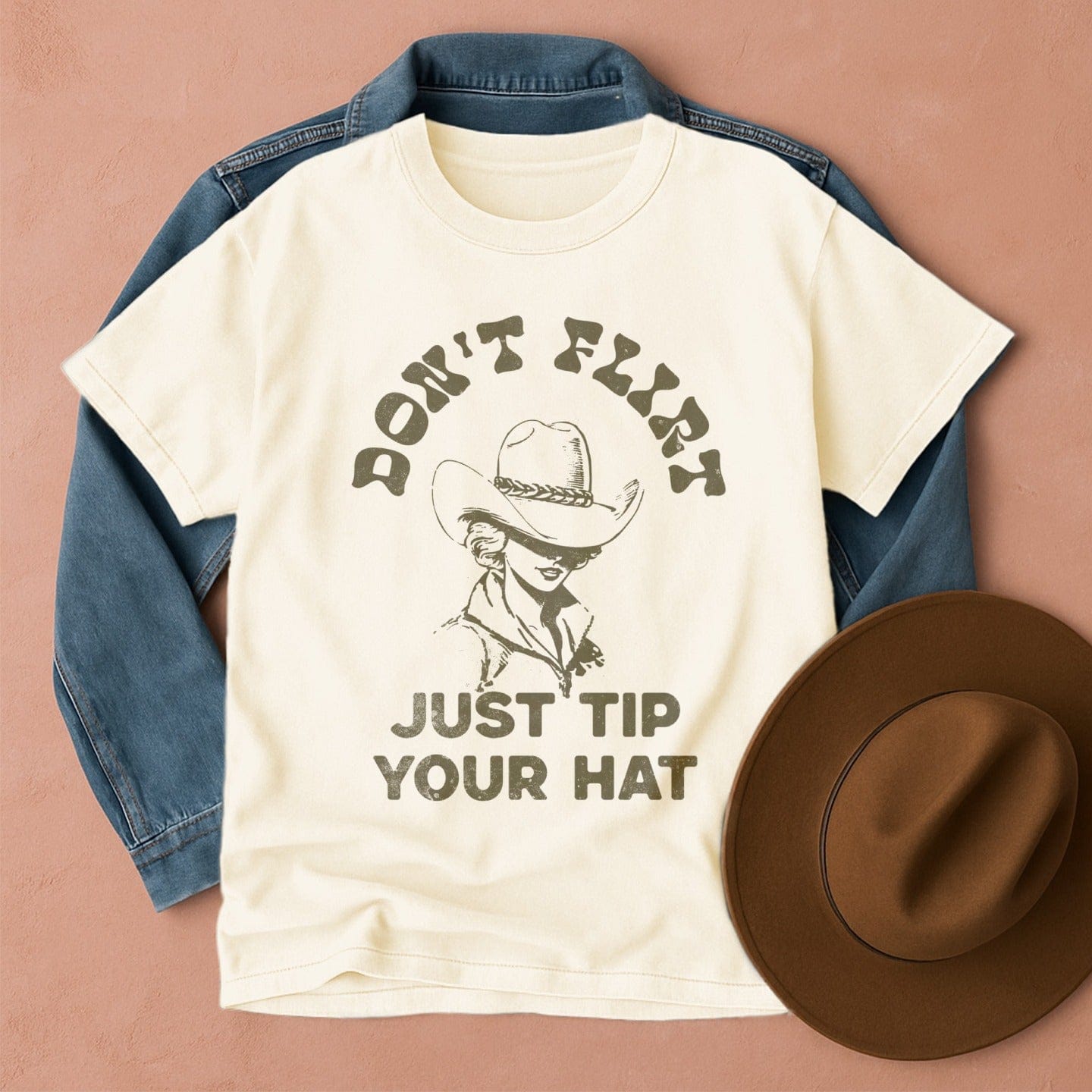 Don't Flirt Cowgirl T-Shirt Ivory / S Western shirt