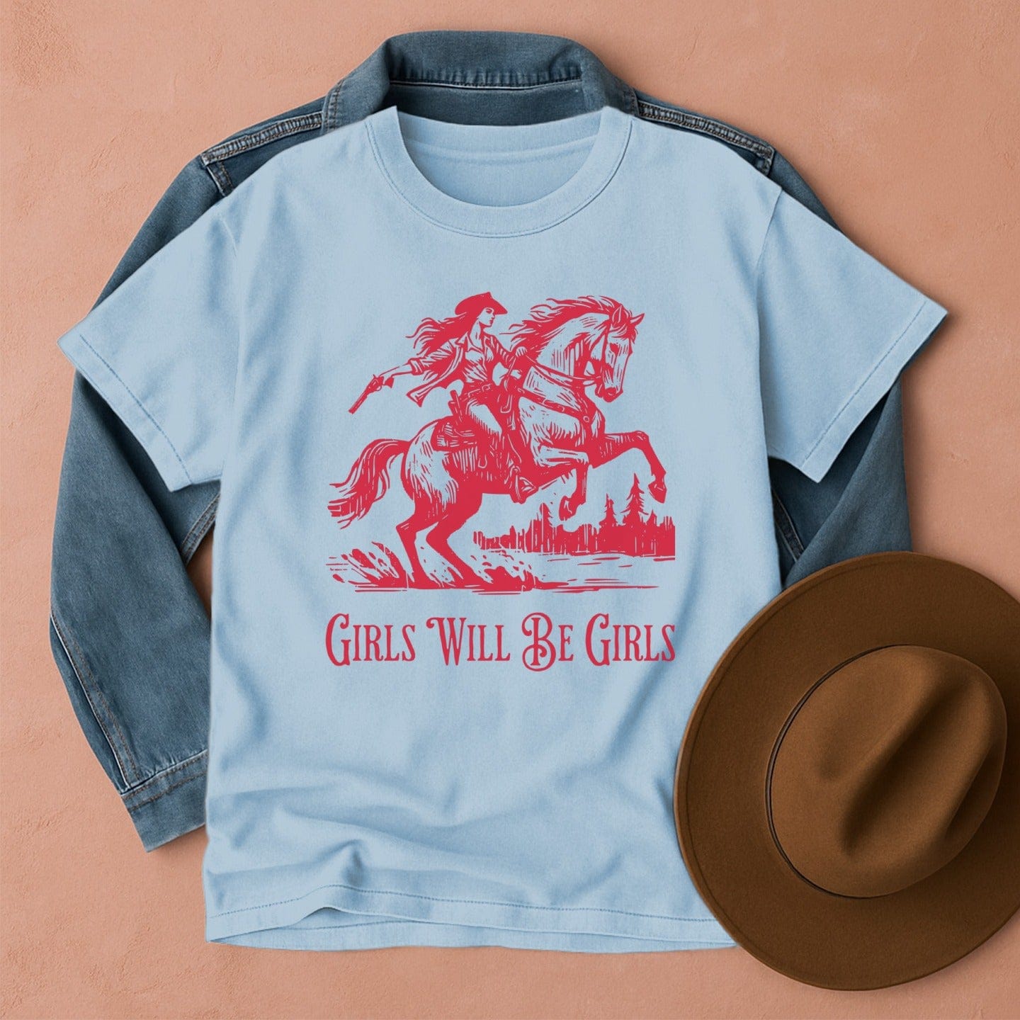 Girls Will Be Girls Western T-Shirt Chambray / S Western shirt