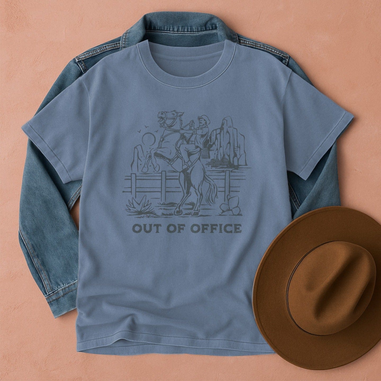 Out of Office Cowboy T-Shirt Blue Jean / S Western shirt