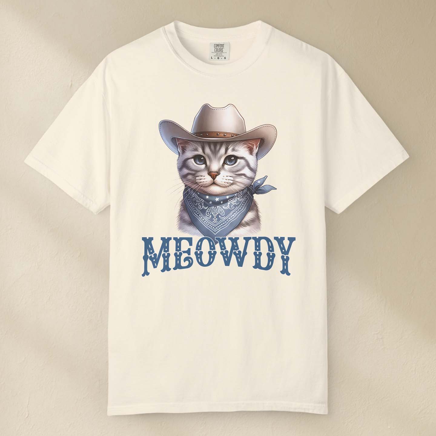 Meowdy Sheriff Cowboy Cat T-Shirt Ivory / S Western shirt