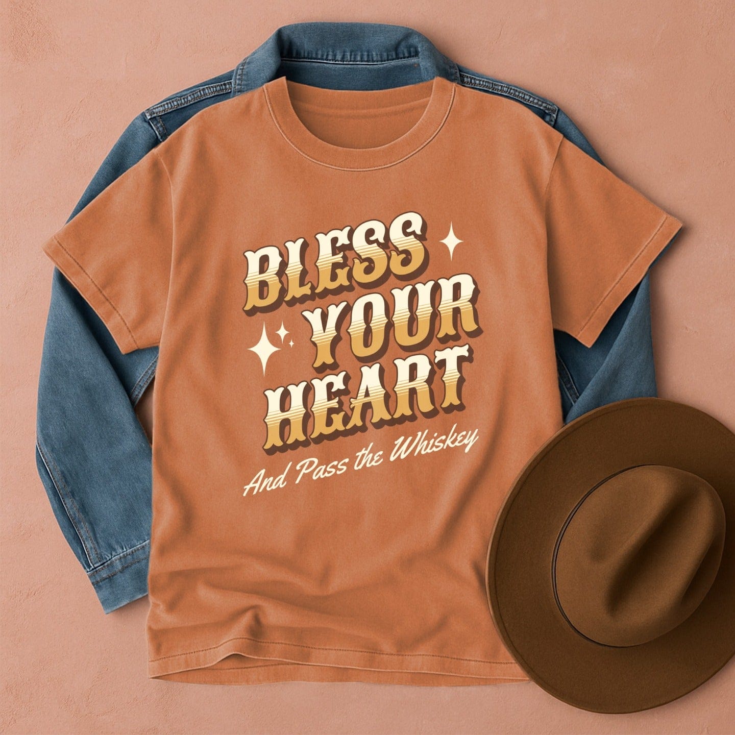 Bless Your Heart & Pass the Whiskey T-Shirt Yam / S Western shirt