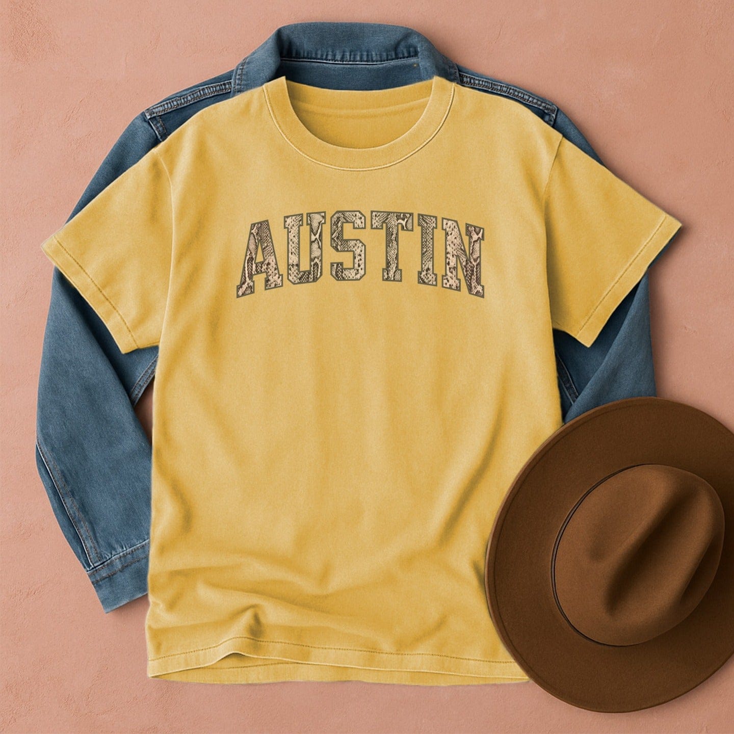 Austin Snakeskin T-Shirt Mustard / S Western shirt