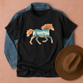 Night Desert Mustang T-Shirt Black / S Western shirt