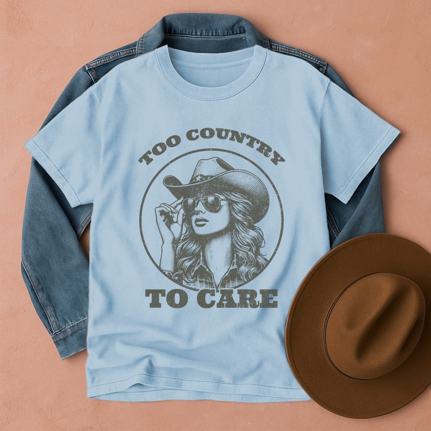 Too Country to Care T-Shirt Chambray / S Western shirt