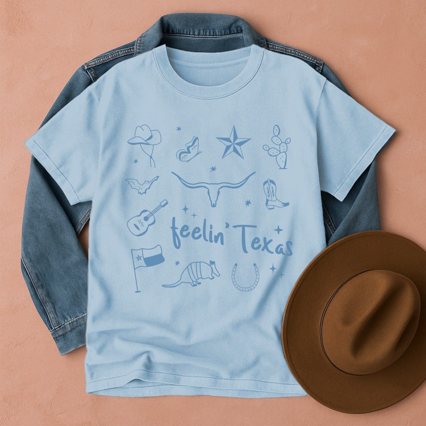 Texas Vibes Graphic T-Shirt Chambray / S Western shirt