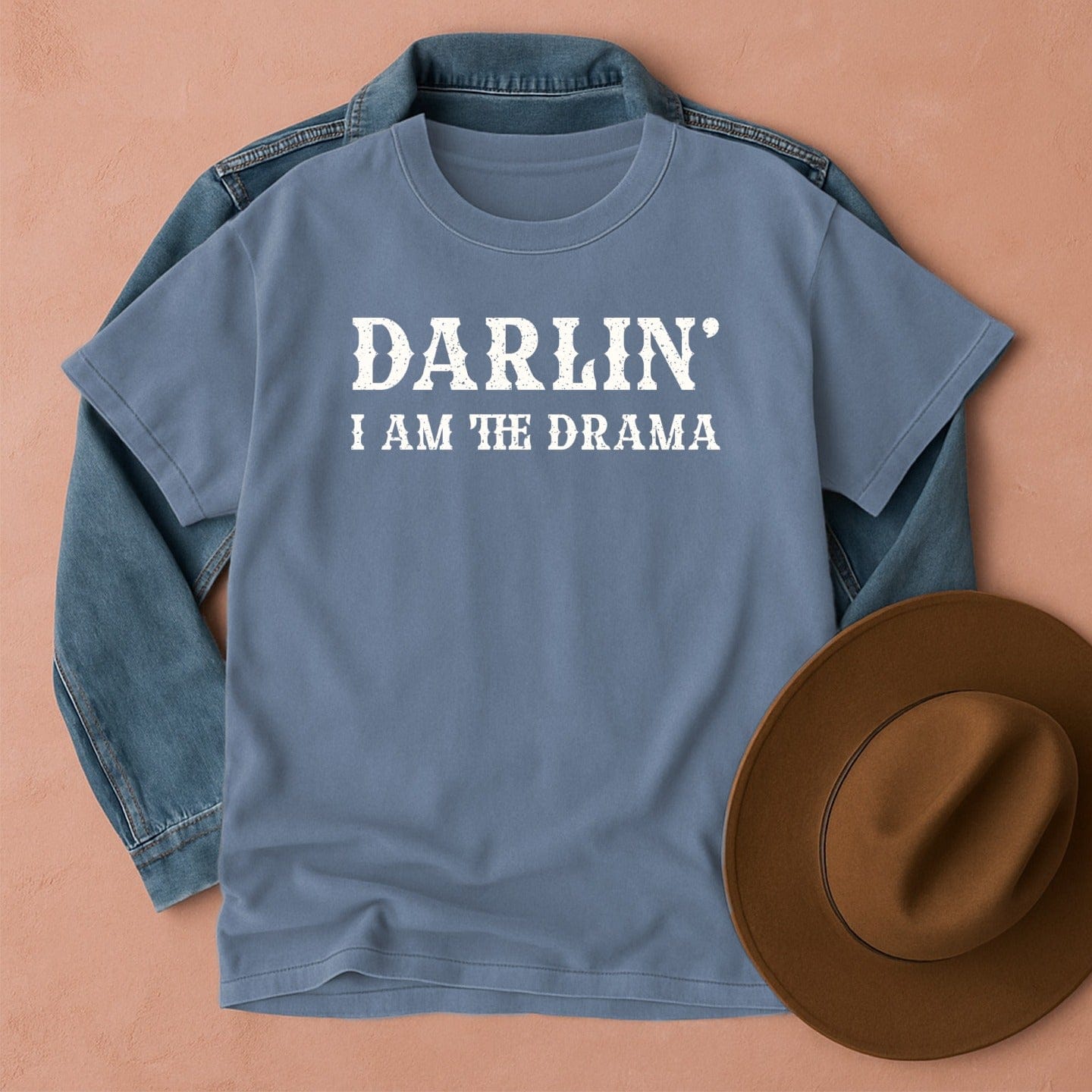 Darlin' I am The Drama T-Shirt Blue Jean / S Western shirt