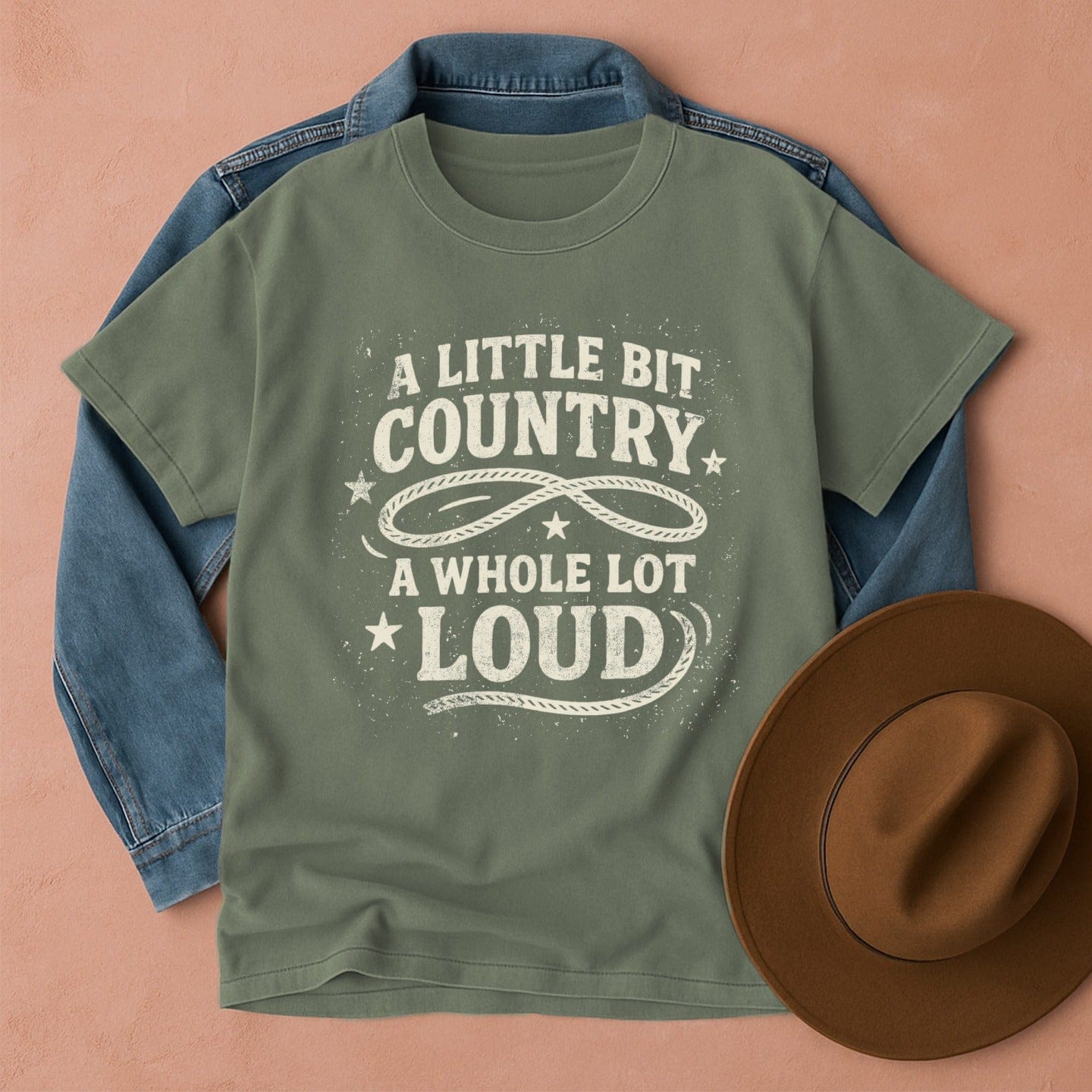 A Little Bit Country A Whole Lot Loud T-Shirt Moss / S Western shirt