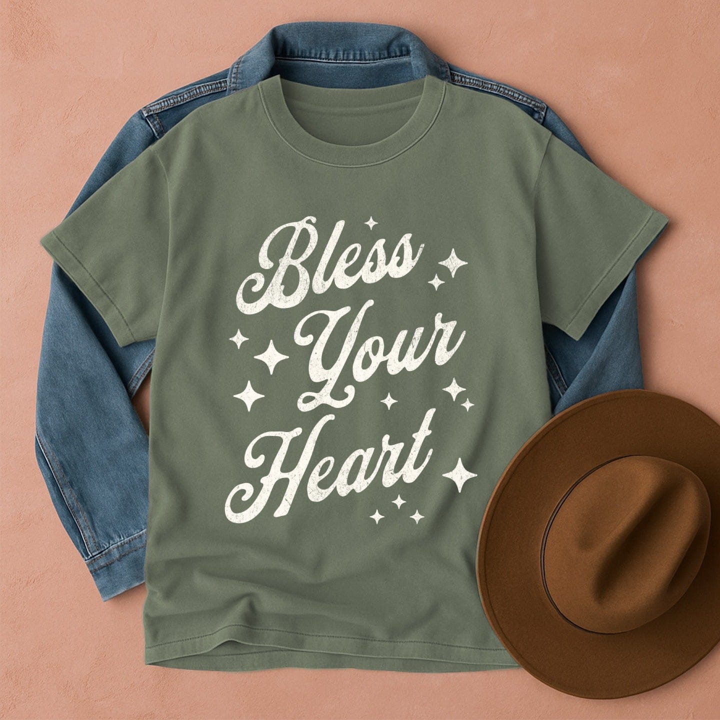 Bless Your Heart T-Shirt Moss / S Western shirt