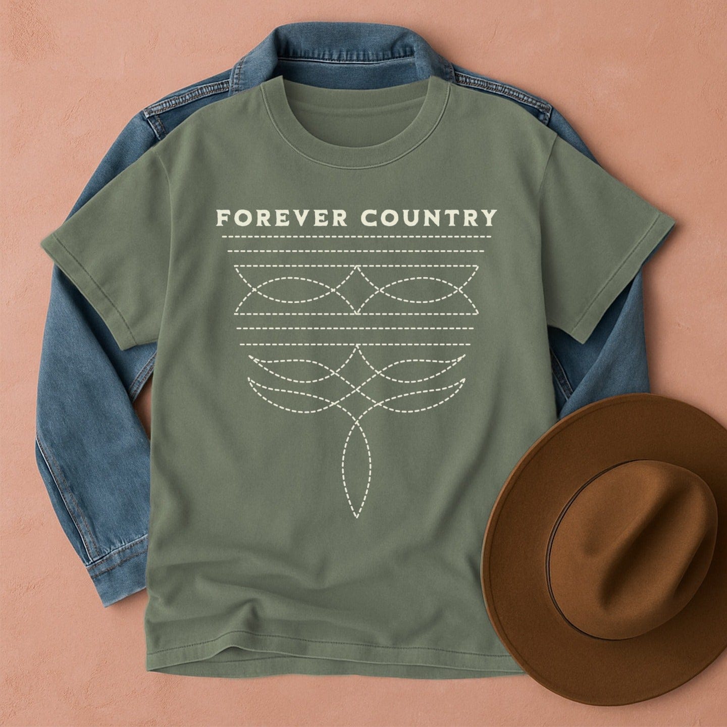 Forever Country T-Shirt Moss / S Western shirt