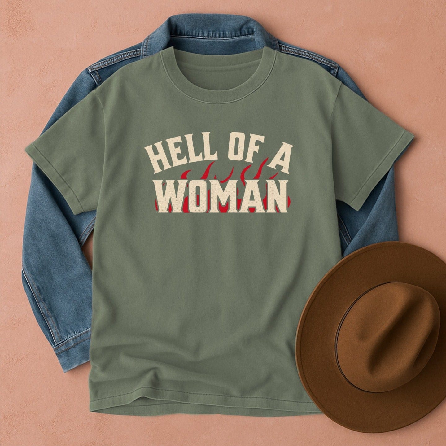 Hell of a Woman T-Shirt Moss / S Western shirt