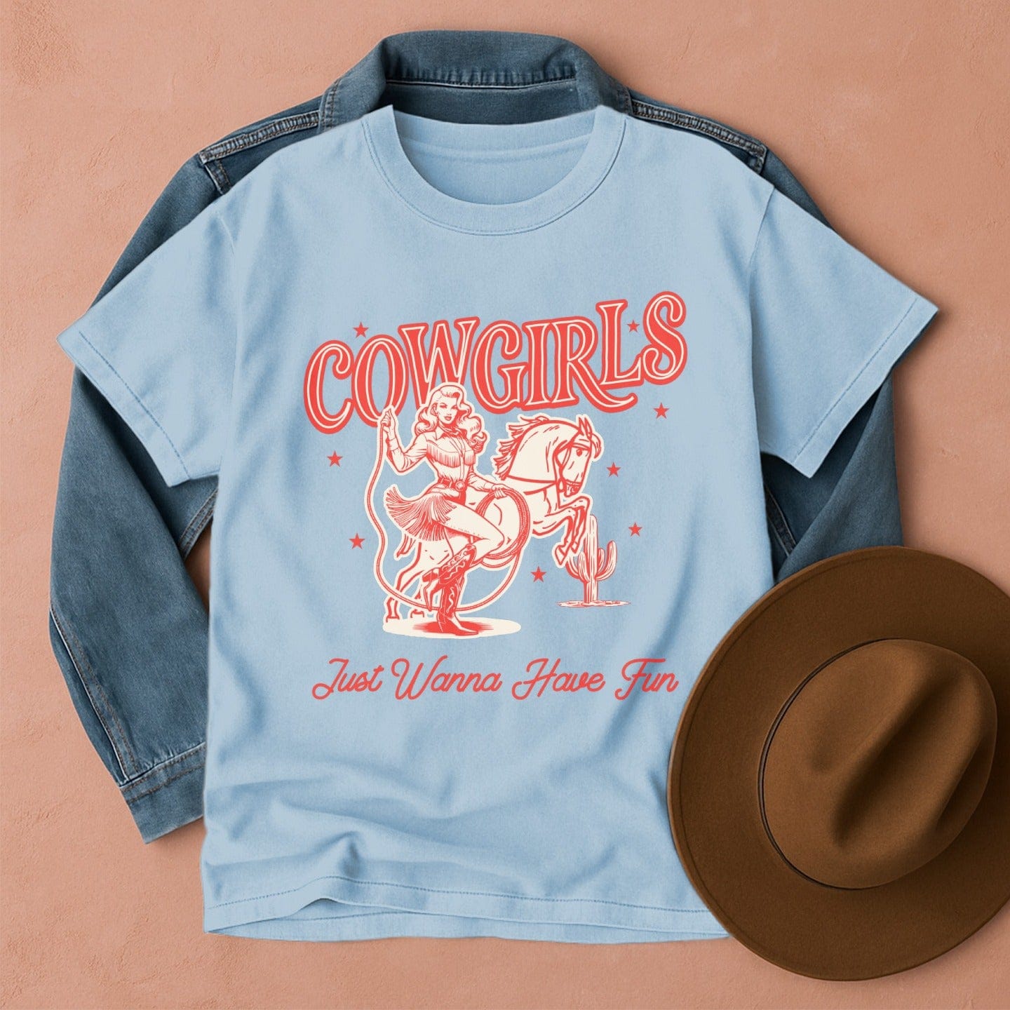 Cowgirls Just Wanna Have Fun T-Shirt Chambray / S Western shirt