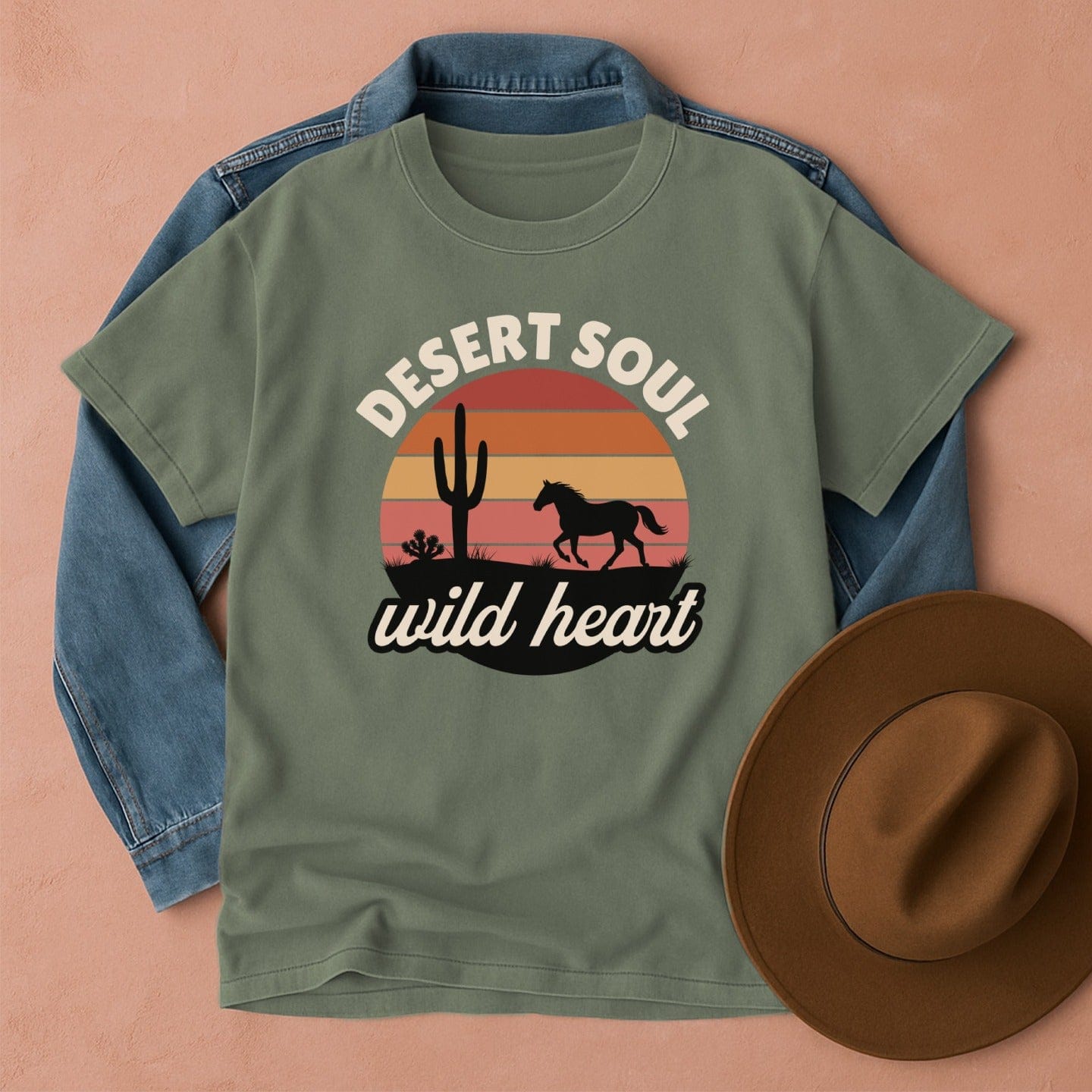 Desert Soul Wild Heart T-Shirt Moss / S Western shirt