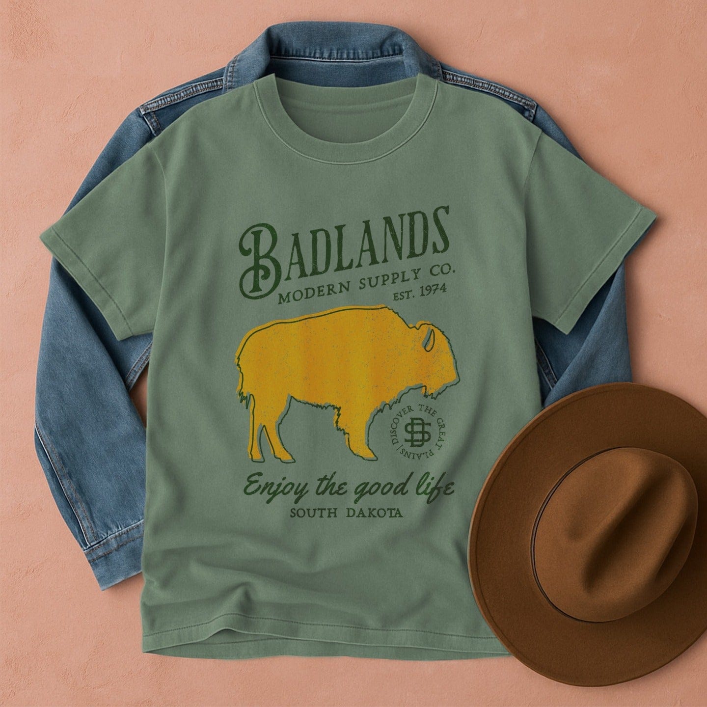 Badlands T-Shirt Light Green / S Western shirt