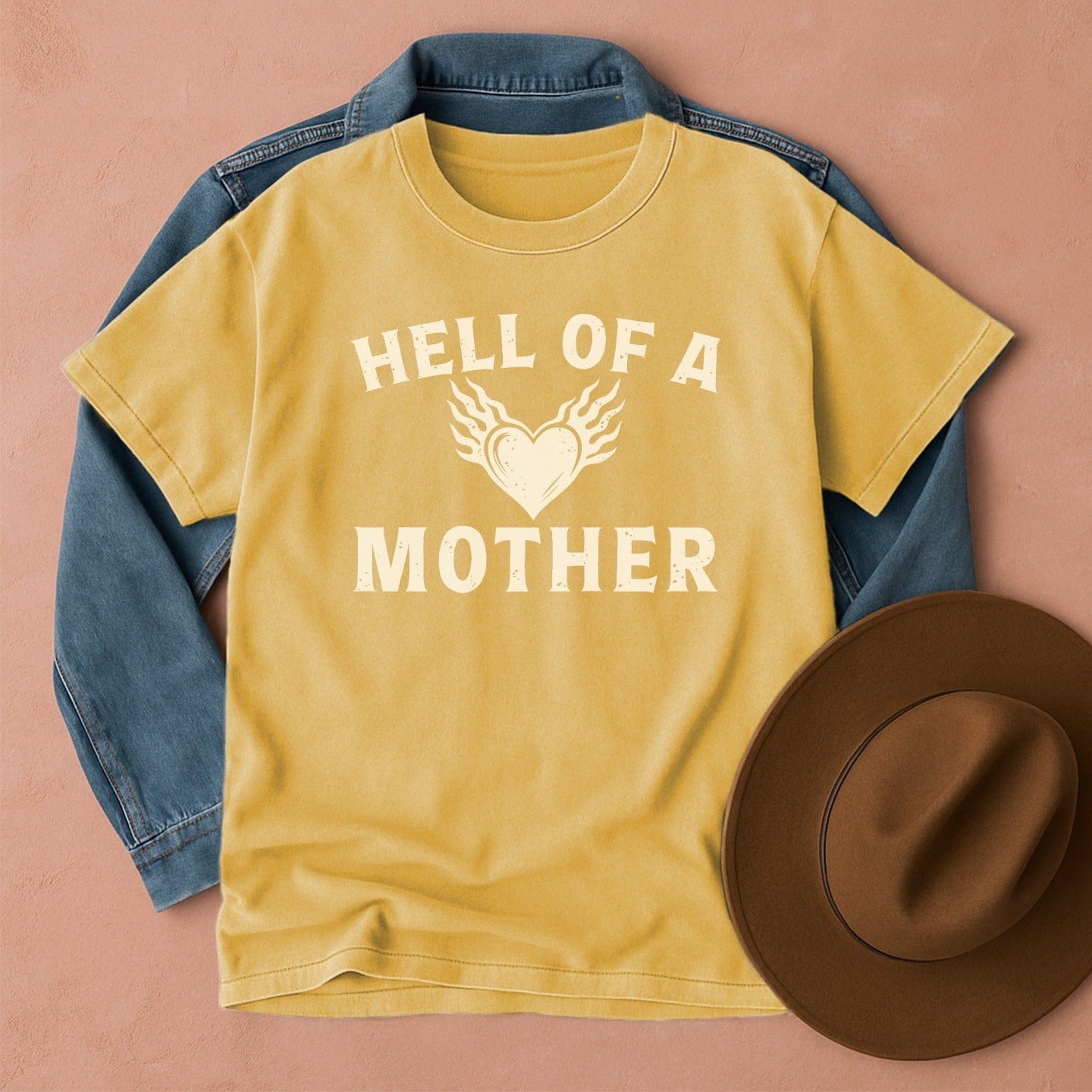 Hell of a Mother T-Shirt Mustard / S Western shirt