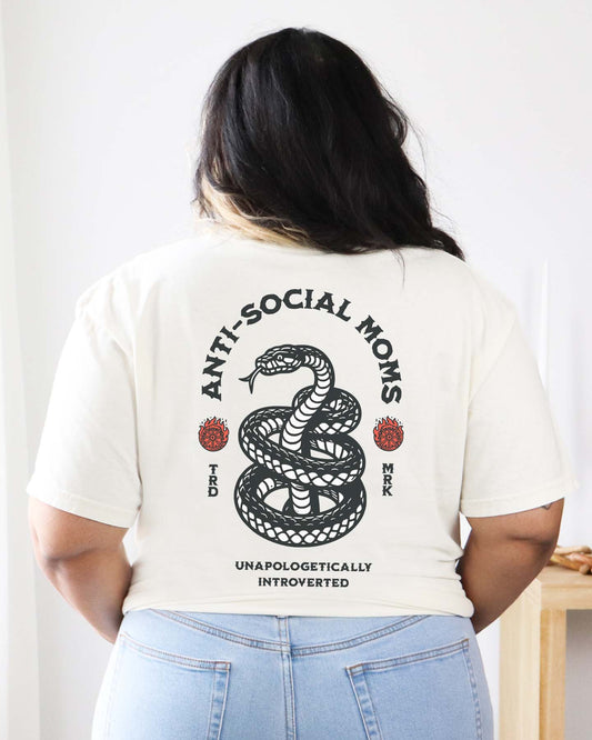 Comfort Colors Introverted Mom t-shirt with a snake graphic