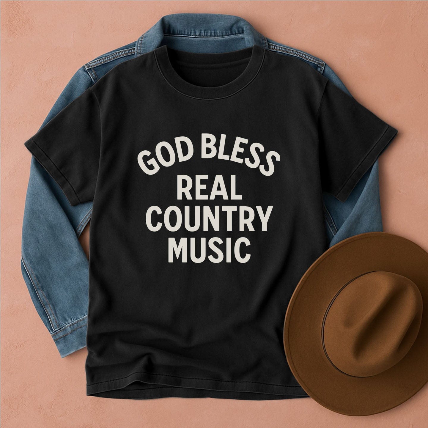God Bless Real Country Music T-Shirt Black / S Western shirt