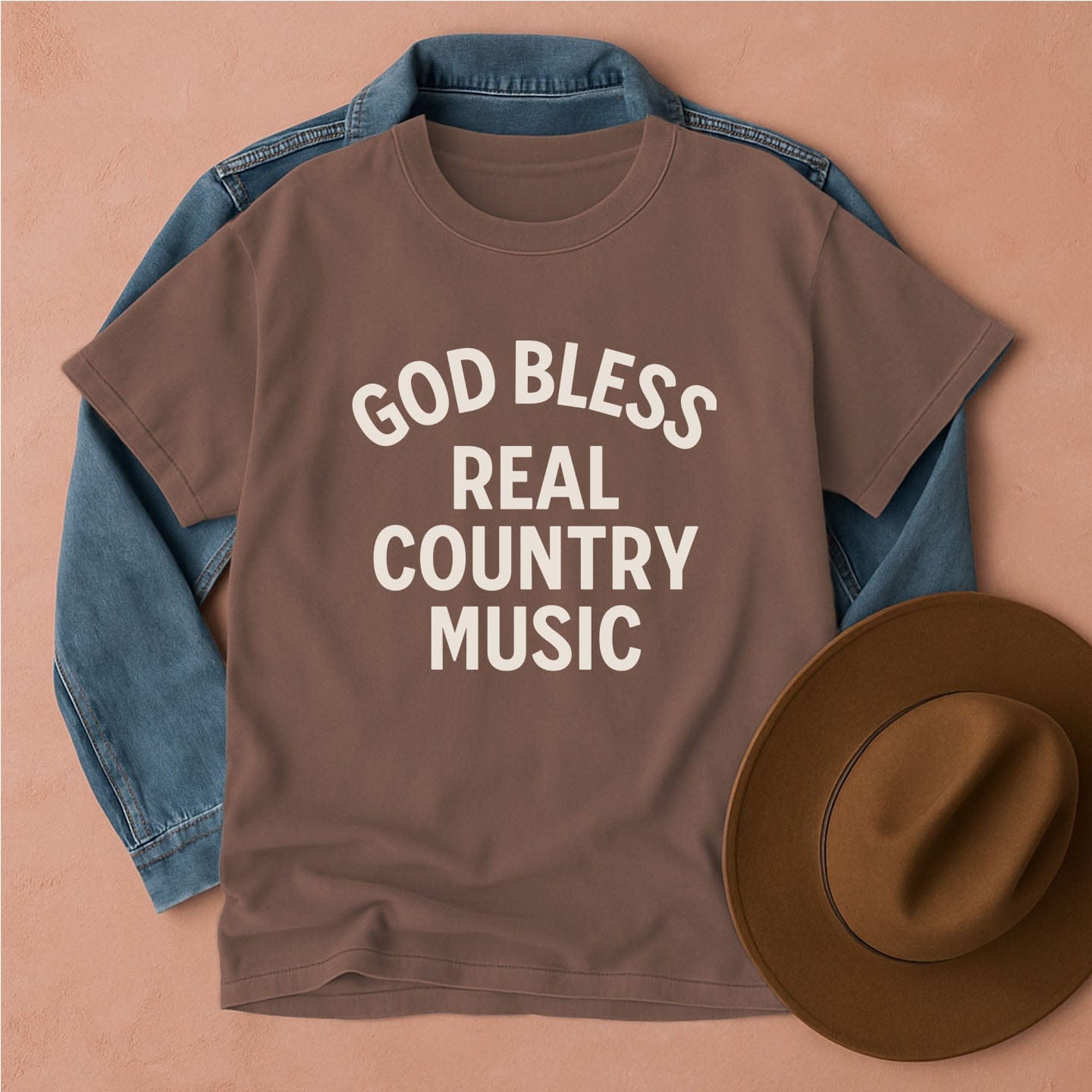 God Bless Real Country Music T-Shirt Espresso / S Western shirt