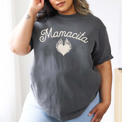 Comfort Colors Pepper t-shirt with 'Mamacita' design.