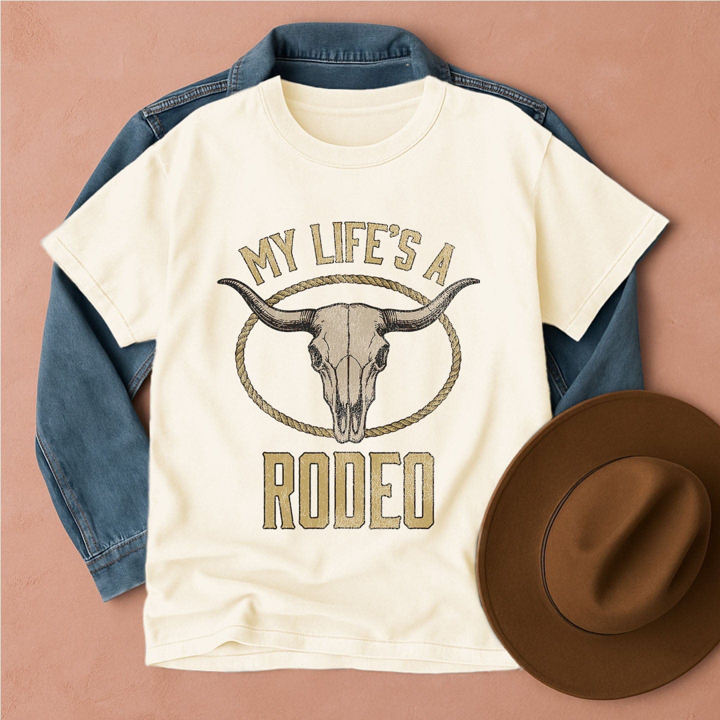 My Life's a Rodeo Vintage Western T-Shirt Ivory / S Western shirt