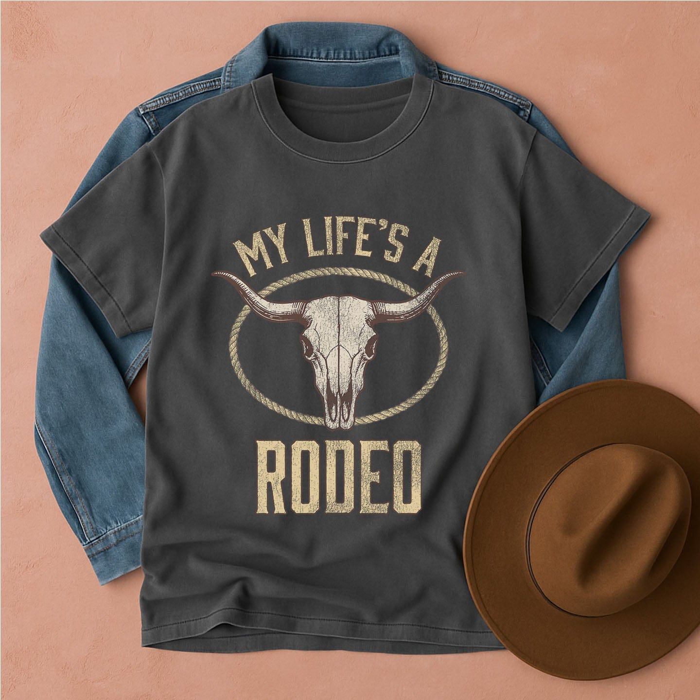 My Life's a Rodeo Vintage Western T-Shirt Pepper / S Western shirt