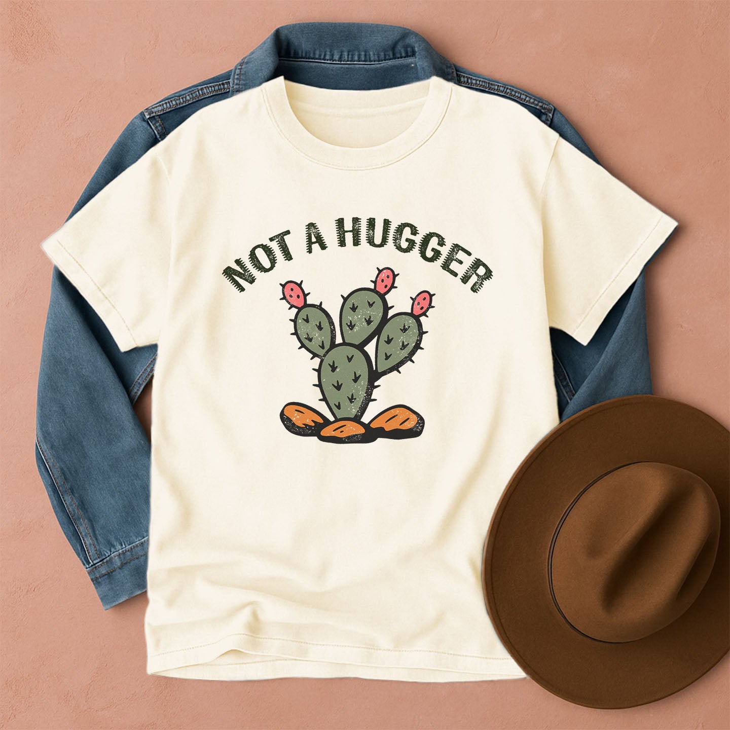 Not A Hugger Retro Cactus T-Shirt