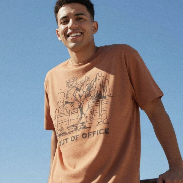 Comfort Colors cowboy tee with text 'Out of Office'