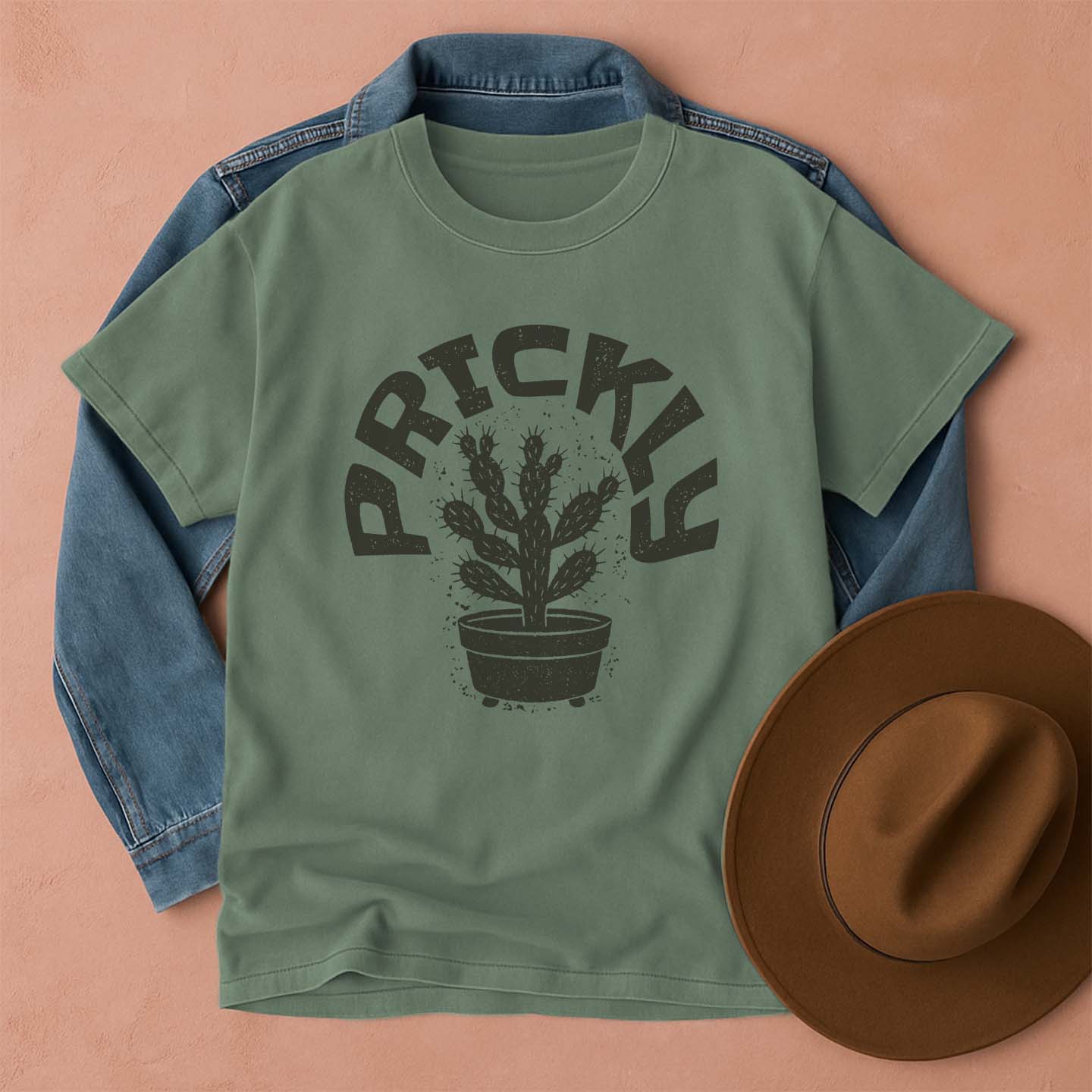 Prickly Cactus T-Shirt Light Green / S Western shirt