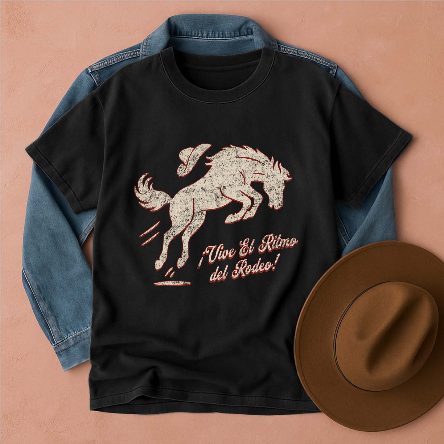 Vive El Ritmo del Rodeo Spanish T-Shirt Black / S Western shirt