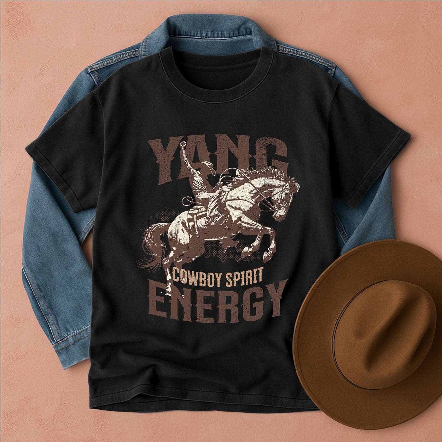 Yang Energy Cowboy T-Shirt Black / S Western shirt