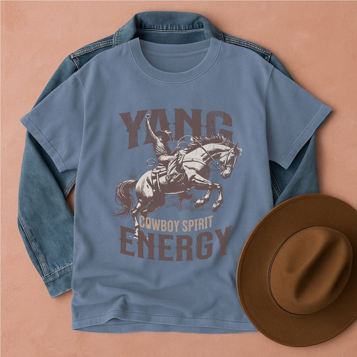 Yang Energy Cowboy T-Shirt Blue Jean / S Western shirt