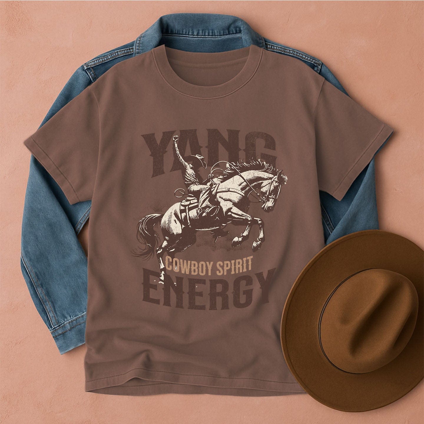 Yang Energy Cowboy T-Shirt Espresso / S Western shirt