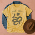 Shed + Shine Snake Boho Western T-Shirt Mustard / S Western shirt